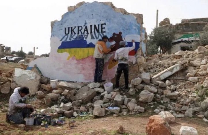 This actually made me tear up. 
This picture is taken in syria protesting war in Ukraine
Abandoned by the world,destroyed,and yet, still having enough compassion to think about others.  
#Ukraine️ #RussiaUkraine #UkraineUnderAttaсk #UkraineRussiaWar