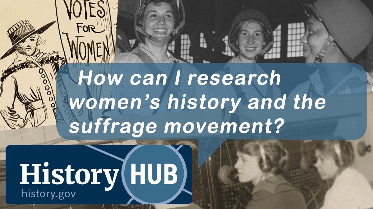 USNatArchives's tweet photo. Searching for information on women’s wartime contributions, the #WomensSuffrage movement, pioneering female leaders, or women in the military? 

Bring all your questions for #WomensHistoryMonth to #HistoryHub's Women’s Rights &amp; Suffrage Community! 

https://t.co/7jO31Fh4Ol https://t.co/G0lR0sSb2e
