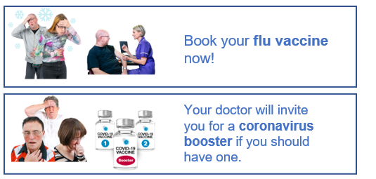 NHSAbility's tweet photo. #StayWellThisWinter - book your #FluVaccine now! Your doctor will invite you for a #coronavirus booster if you should have one. If you want to know more about having #vaccines you can watch this video https://t.co/CnoongcBrO  #Flu #LearningDisability #CovidVaccine  @LewSpeakUp https://t.co/7dGO016ZcC