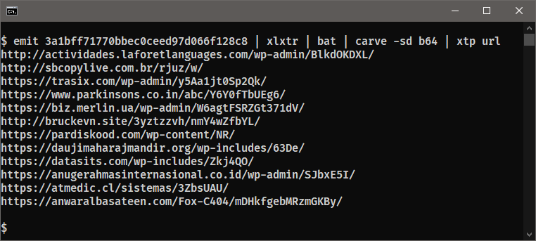 huettenhain's tweet photo. Recent #Emotet downloaders use:
 XLSX ➡ VBA ➡ batch ➡ PowerShell
Based on some great work by @DissectMalware, binary refinery now has a batch deobfuscator. Ripping out those C2s is easier than ever!
🏭 xlxtr | bat | carve -sd b64 | xtp url
🌐 https://t.co/UFEAIVxsJx https://t.co/DgsWLOBl66
