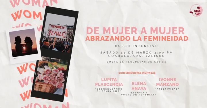 Estamos muy emocionadas por anunciar nuestro curso intensivo “De mujer a mujer. Abrazando la femineidad”, que se llevará a cabo el día 12 de marzo a partir de las 4 pm.

Envíanos un mensaje para solicitar más información y apartar tu lugar.
Esperamos verte ahí 😉🤍