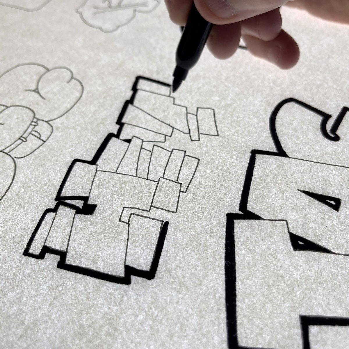 freshlumber's tweet photo. Triplets begin as drawings, with pen and ink, on paper, by our very own @twotengod. Just like in the olden times! How many NFT’s have this level of craftsmanship? 

 #NFT #craft #handdrawn #brand #identity @opensea @_NftCollectors @NFTupdate @Coinbase_NFT @GREGMIKE https://t.co/NaIlaP0cVS