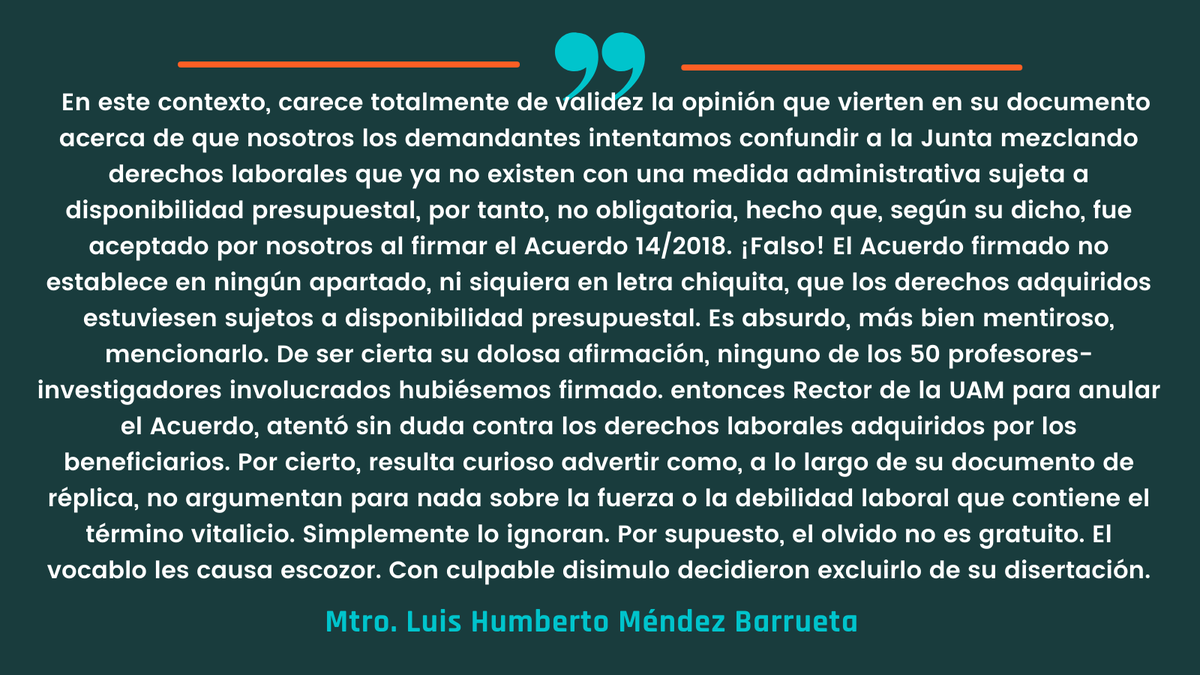 jubiladosuam's tweet photo. Compartimos importantes fragmentos del clarificante y enérgico texto de nuestro compañero Luis Humberto Méndez (QEPD)
Le hacemos honor a su espíritu de lucha y justicia, nos sostiene la ética a pesar de los embates inhumanos de #RectorUAM
Texto completo https://t.co/JWfvGjc8vn https://t.co/8Sj8SAycK1