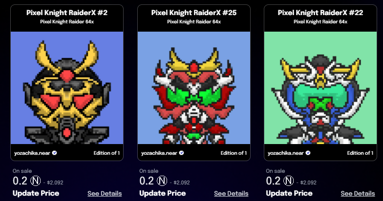 kichikichicat's tweet image. Pixel Knight Raider 64x
์New Lower price with 0.2 Near to 1/1 NFT

On Paras  
2 : paras.id/token/x.paras.…
25 :paras.id/token/x.paras.…
22 : paras.id/token/x.paras.…
Discord : discord.gg/wJKJa7Zm

#NearNFT #Near #NearProtocol #paras #NFT #NFTs #NFTCommunity