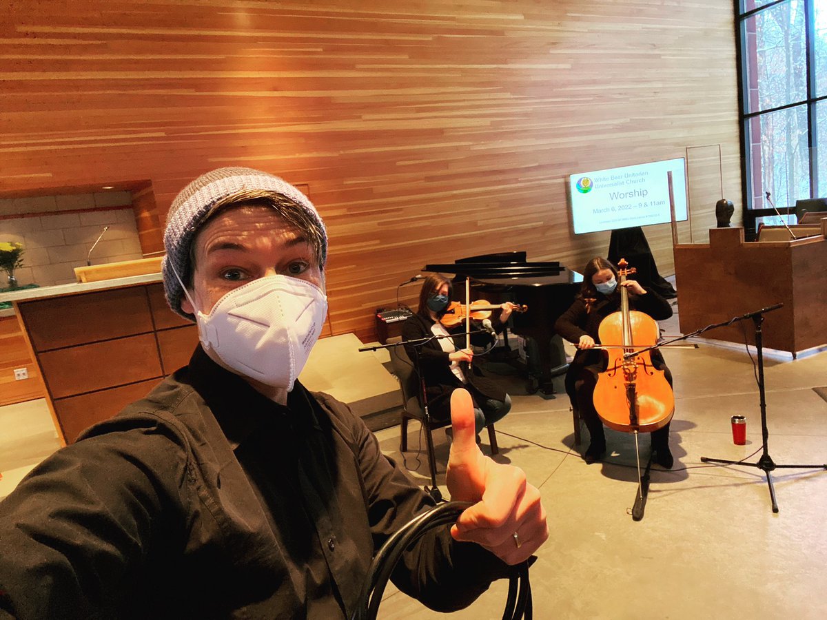 At White bear Lake Unitarian playing alongside lovely and talented friends; The OK Factor! You can join the service at 11am central time if you want to feel the love from here!! 

Online: bit.ly/wbuuc-sundays