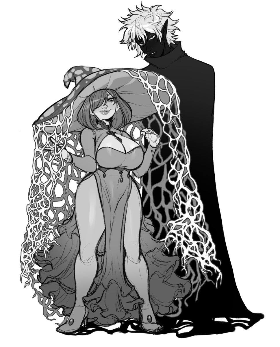 Nerv_bnha's tweet photo. a weird mushroom witch and her weird shadow https://t.co/waz68vmNCF