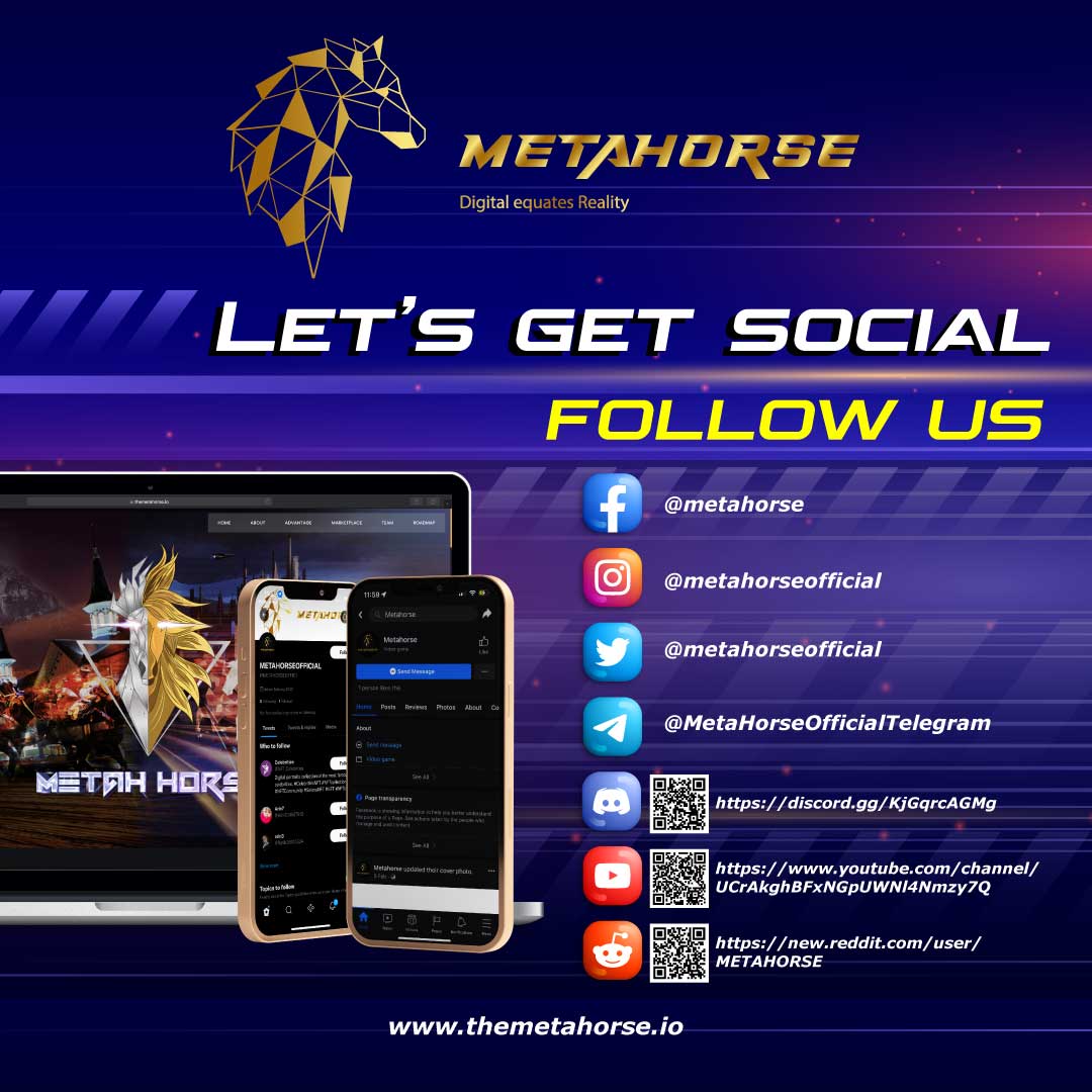 🎉The official launch of MetaHorse social media channel 🥳

Follow us to get the latest updates from us, we will be sharing the upcoming giveaway, whitelist and progression of work from time to time. 
Sneak peak is coming soon as well

#nft #nftcommunity #bsc #bscchain #metaverse