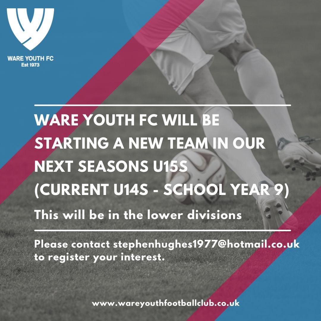 Stephen Hughes (@stephenghughes) on Twitter photo First training session tomorrow evening - couple of spaces still available 👍<a href="/wareyouthfc/">Ware Youth FC</a> First training session tomorrow evening - couple of spaces still available 👍<a href="/wareyouthfc/">Ware Youth FC</a>