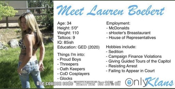 JimmeCricket's tweet photo. #laurenboebert @laurenboebert @RepBoebert #gopCoward #gop #gqp #trumpSucker https://t.co/lJ7GfFqDE2