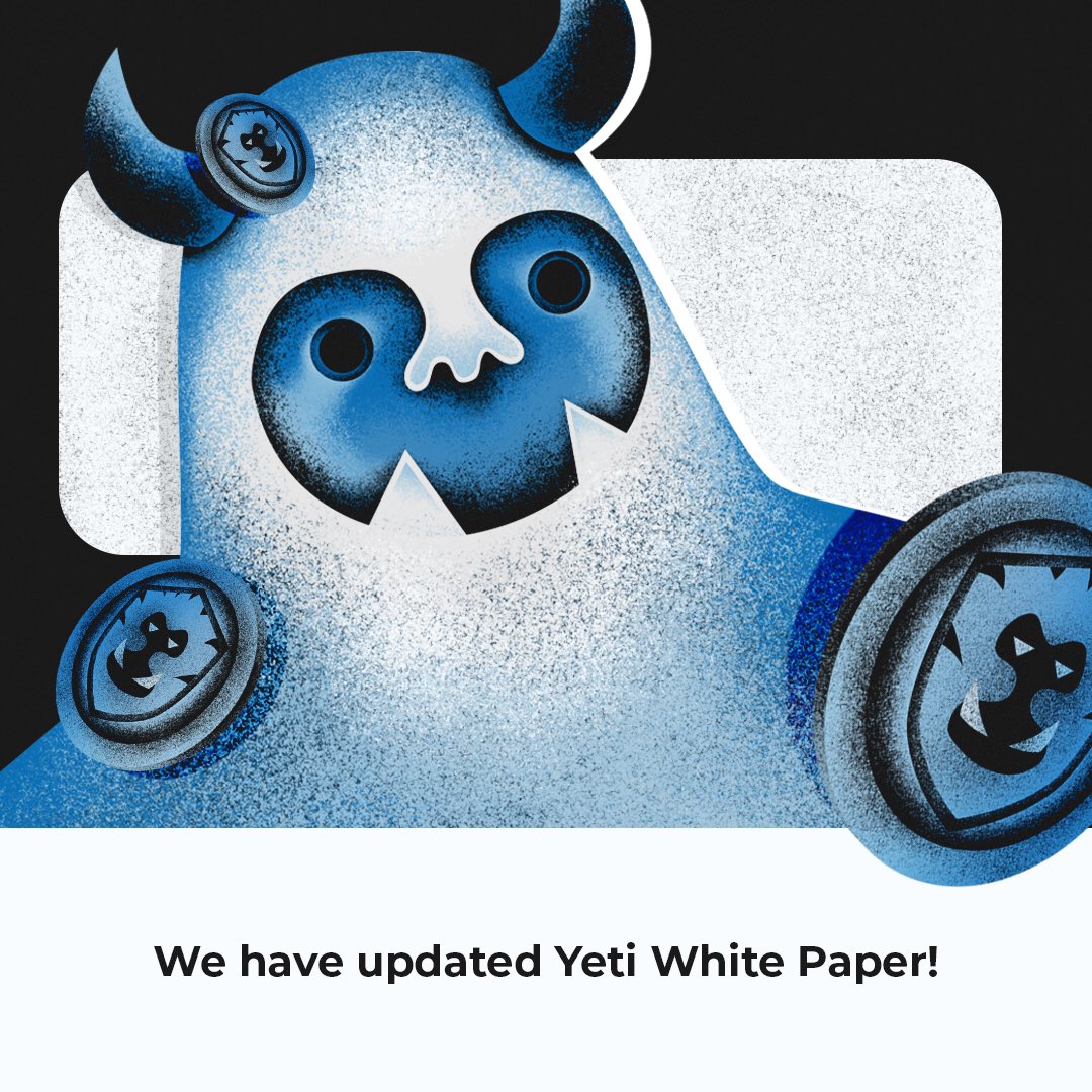 YetiEcosystem's tweet photo. #Yeti community,
We have updated Yeti White Paper! Case you are interested in our Tokenomics, you must check it out:

https://t.co/QR97drwRla

#Crypto #cryptonews #altcoins https://t.co/Y4wU4gUQsu