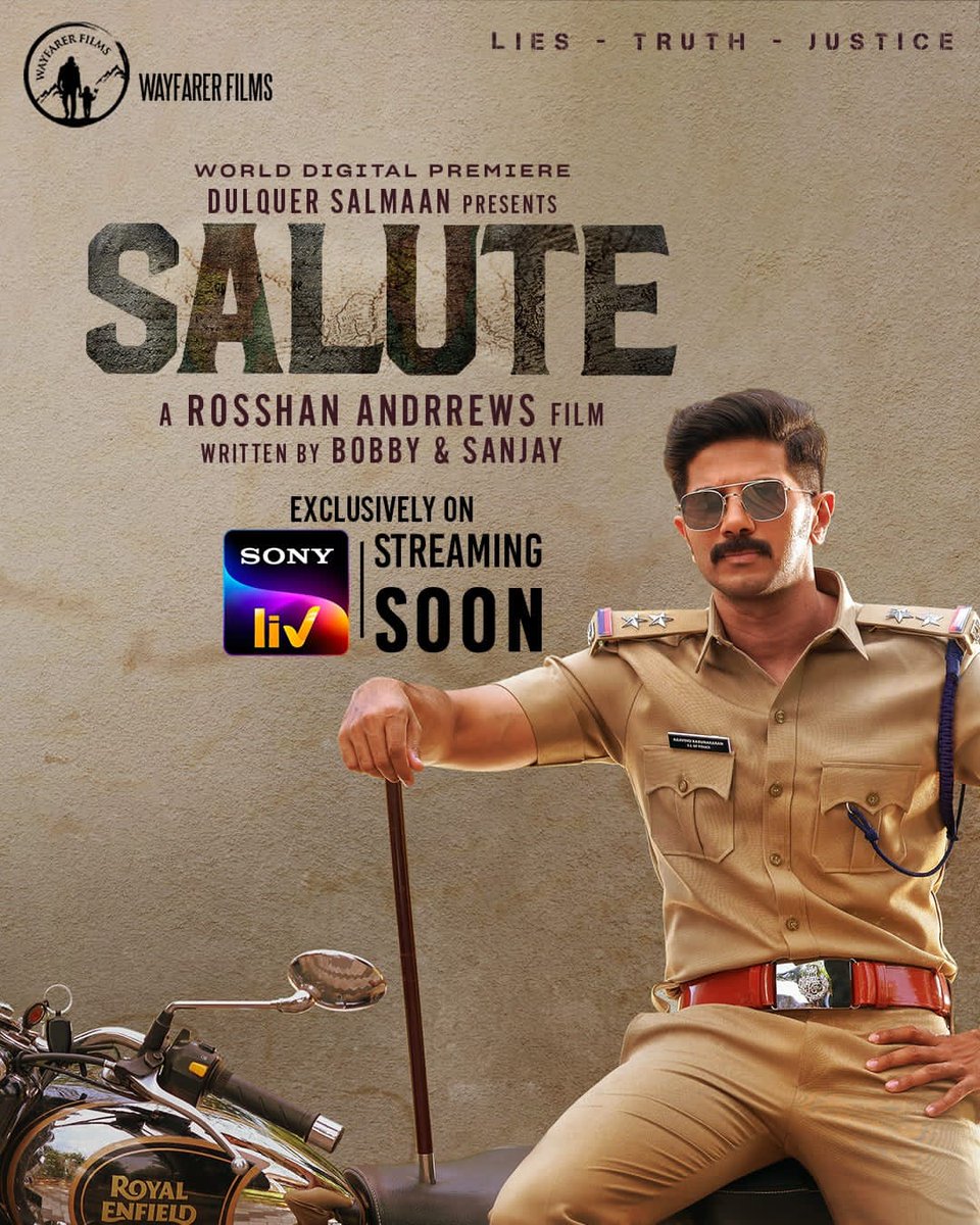 OFFICIAL : #Salute on @SonyLIV

@dulQuer @manojkjayan @DianaPenty #RoshanAndrews #BobbySanjay #DulquerSalmaan
#SaluteOnSonyLIV