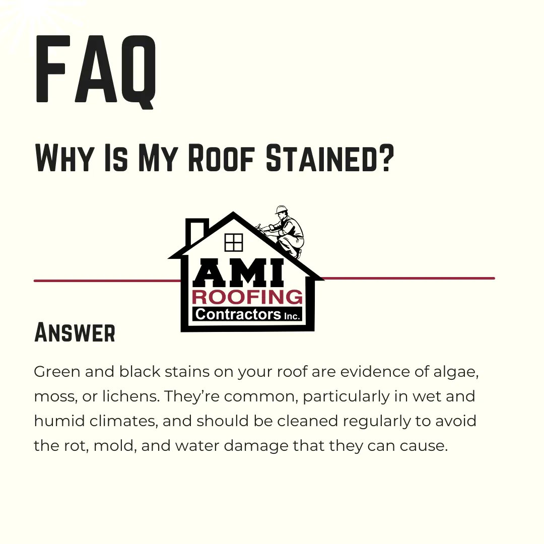 AMIRoofs's tweet photo. Why is my roof stained? That's another common question we get from customers often. Here's why...

#roof #newroof #roofrepair #roofreplacement #btown #bloomington #bloomingtonindiana #southernindiana #home https://t.co/GfwMQAPEdk