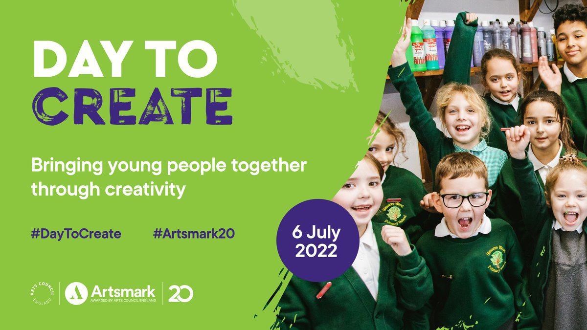 NGAMedia's tweet image. Have you heard? @Artsmarkaward is celebrating #Artsmark20 with a nationwide #DaytoCreate on 6 July for schools and education settings across England. 

Schools can sign up by 11 March to receive a FREE pack of resources and activities: artsmark.org.uk/day-create