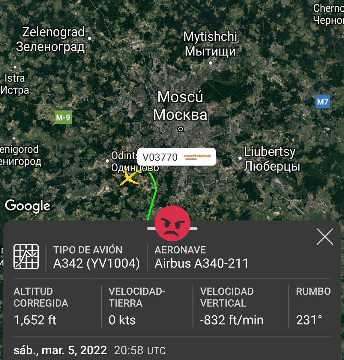 Arr3ch0's tweet photo. Cuando la Comunidad Europea le pondrá el ojo al puente aéreo Caracas 🇻🇪 - Moscú 🇷🇺 que sobrevuela Europa.
Ayer llegó #YV1004 a Vnukovo, Moscú via Teherán 🇮🇷
@EU_Commission @AesaSpain https://t.co/BA56kSc3ET