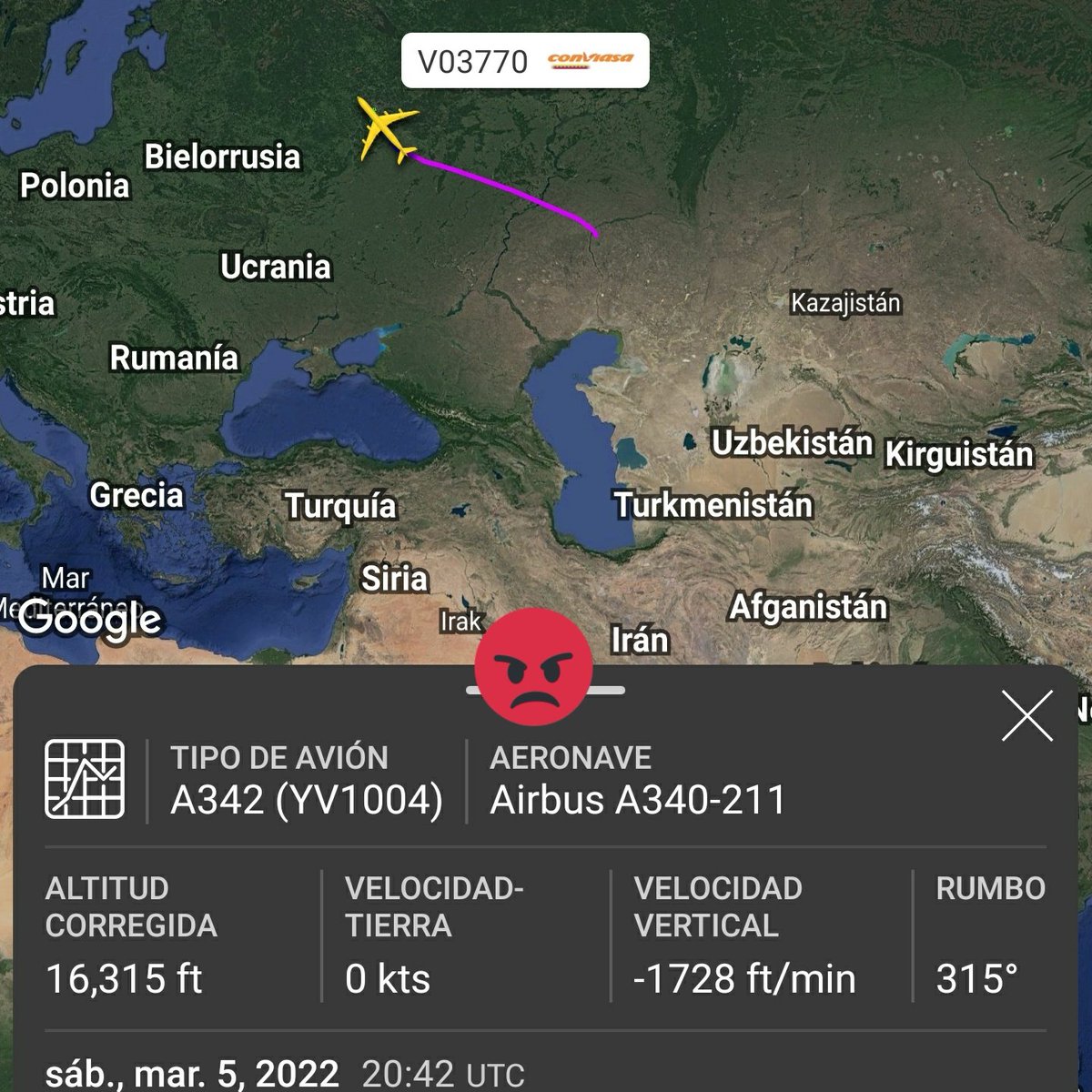 Arr3ch0's tweet photo. Cuando la Comunidad Europea le pondrá el ojo al puente aéreo Caracas 🇻🇪 - Moscú 🇷🇺 que sobrevuela Europa.
Ayer llegó #YV1004 a Vnukovo, Moscú via Teherán 🇮🇷
@EU_Commission @AesaSpain https://t.co/BA56kSc3ET