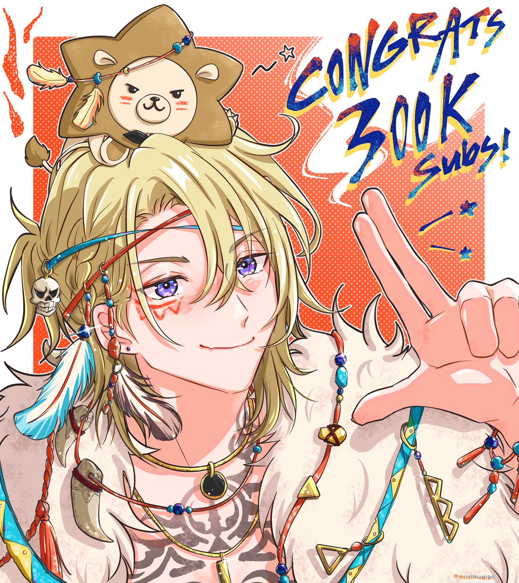 1boy male focus blonde hair purple eyes tattoo jewelry smile  illustration images