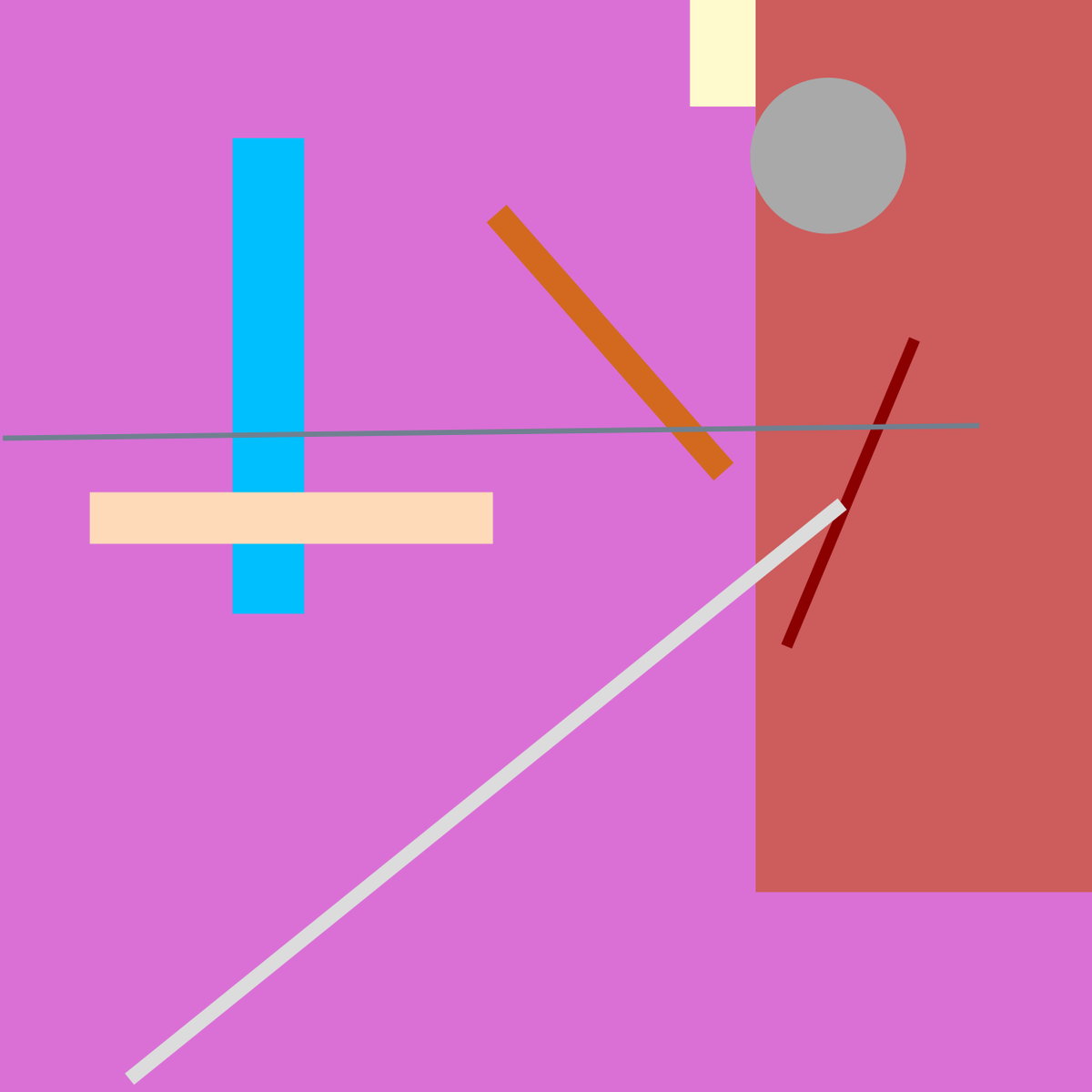 MAbstractions's tweet photo. "dllipddcgs" contains 5 rectangles, 1 circle, 4 lines, and has a Orchid background. It boasts a spunk rating of 6.6 &amp; a kick rating of 76.67. Modern Abstractions #4575. #NFTs #nftart #ModernAbstractions https://t.co/IGEX70yM74