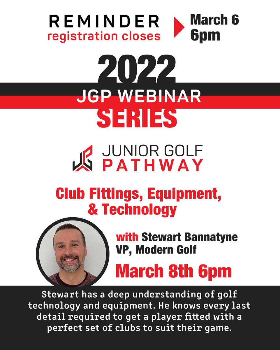 📢 TODAY is the last day to register!! Make sure to sign-up by 6:00 p.m.⏰ Visit juniorgolfpathway.ca/webinars