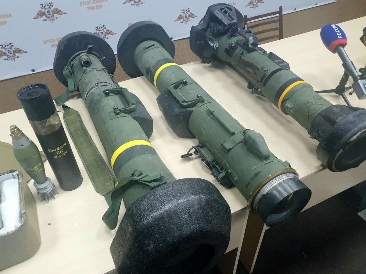 Captured Ukrainian Javelin and NLAW missile systems by Russian forces