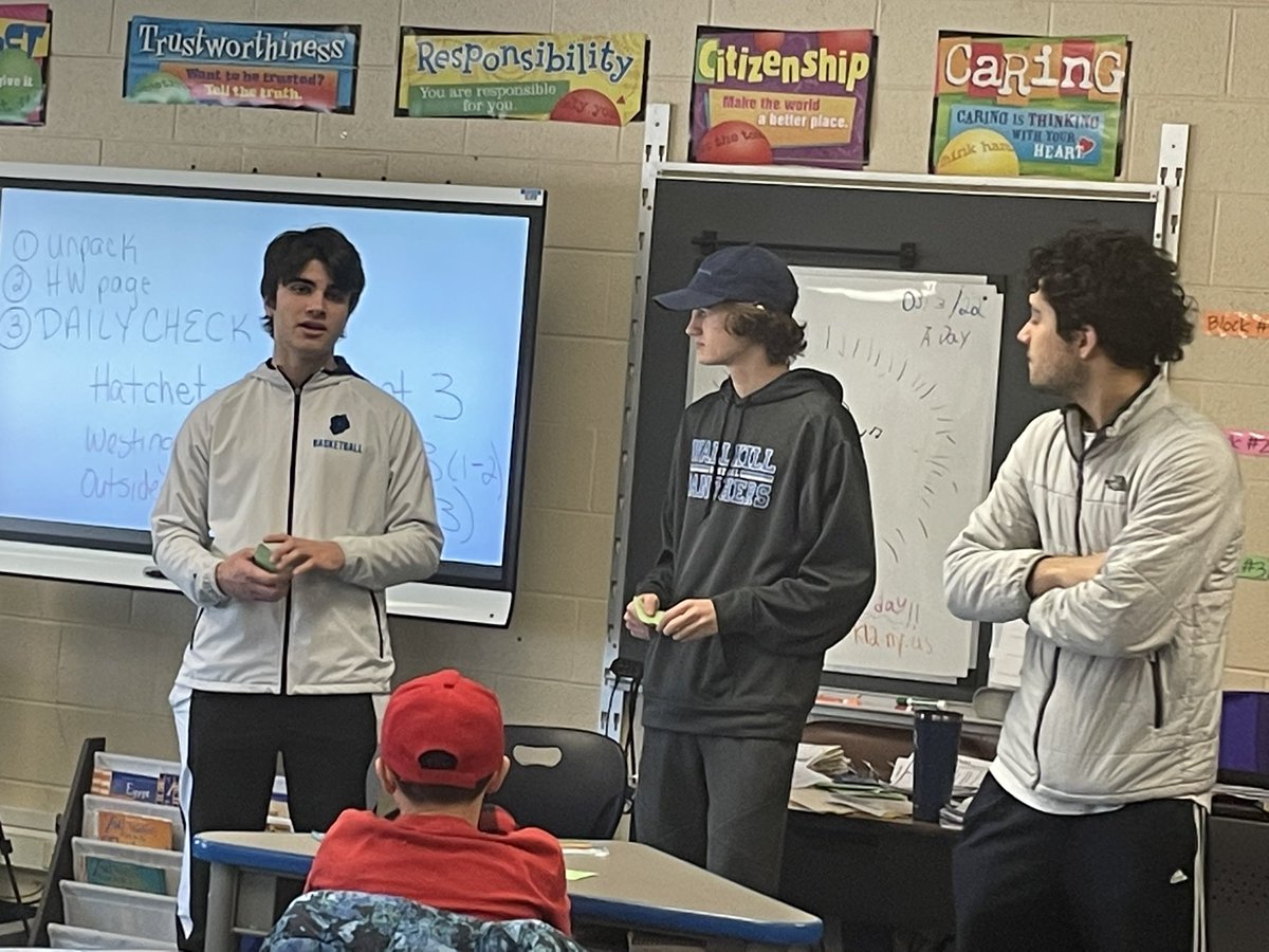 wallkillshs's tweet photo. Our “Athletes Helping Athletes” Club led by Longtime 🏈 coach and teacher Mr. DerCola presented on Sportsmanship at all three of our elementary buildings this past Thursday! Our Panthers continue to give back to the community!
#wallkillexcellence
#panthersinthecommunity https://t.co/tvrVSA3ECw