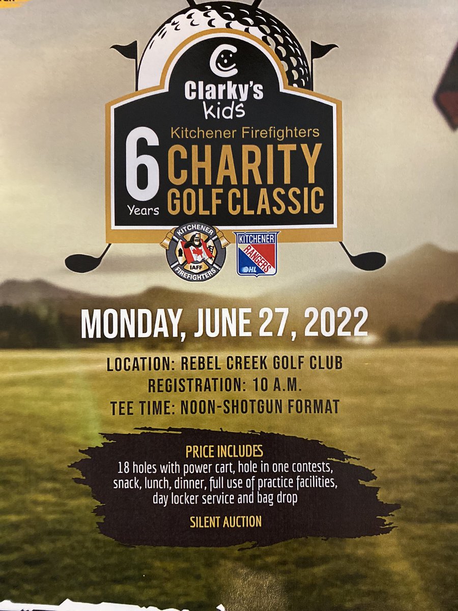 We are proud to be coming back! If you’re interested in sponsoring and helping a great charity let us know! kitchenerfiregolf@gmail.com <a href="/OHLRangers/">Kitchener Rangers</a> <a href="/KitchFire/">KPFFA</a> <a href="/WestmountSigns/">WestmountSigns</a> <a href="/CTVKitchener/">CTV Kitchener</a>