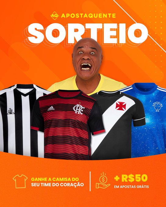 🔥 SORTEIO: Quer ganhar a camisa do seu time do cora&ccedil;&atilde;o + R$50 em apostas gr&aacute;tis na Apostaquente? Ent&atilde;o<a href="/tag/apostasesportivas"class="tags"><span>#apostasesportivas</span></a>