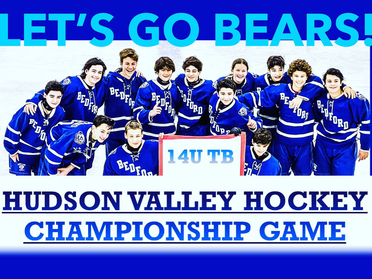 Good luck to our 14U-TB team in today's Hudson Valley Hockey League Championship.  The Bears host the NYC Raiders at 4:30PM. #bedfordbearshockey #youthhockey #hudsonvalleyhockey #westchesterny