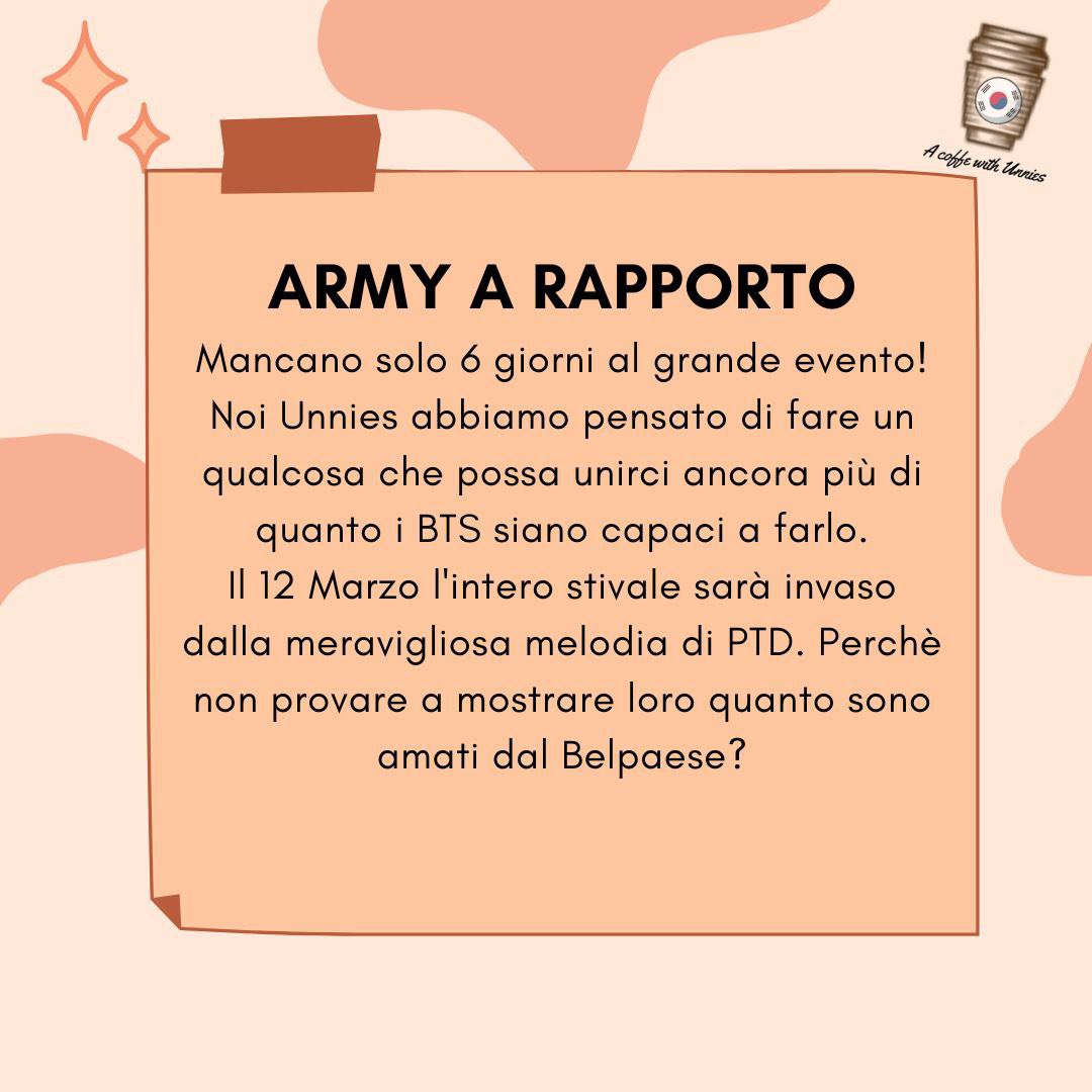 JJok_kj's tweet photo. Ciao Army! Io e @Giulianadam2 abbiamo una pagina su Instagram. @/acoffeewithunnies. Noi andremo al the space di Roma GUIDONIA,ma abbiamo pensato ad un bellissimo progetto! Ci piacerebbe che tutti partecipassero,per far vedere alla Hybe che anche l’Italia esiste! #BTS #BTSONSTAGE https://t.co/MfNG81AohS