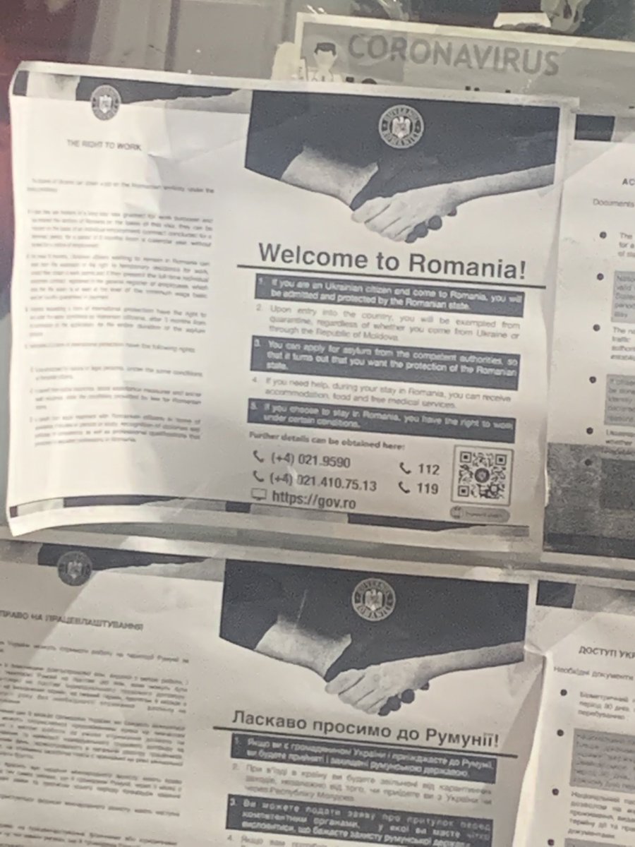 A full 8hours later, we travel the less than 2miles to cross into Romania with  the leaflet saying “if you are Ukrainian you have the right to enter Romania and you will be protected!” #ukraine