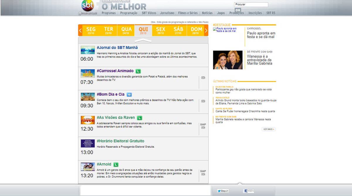 arturenovato's tweet photo. Grade do SBT em 2012 https://t.co/x0h3yupjfF
