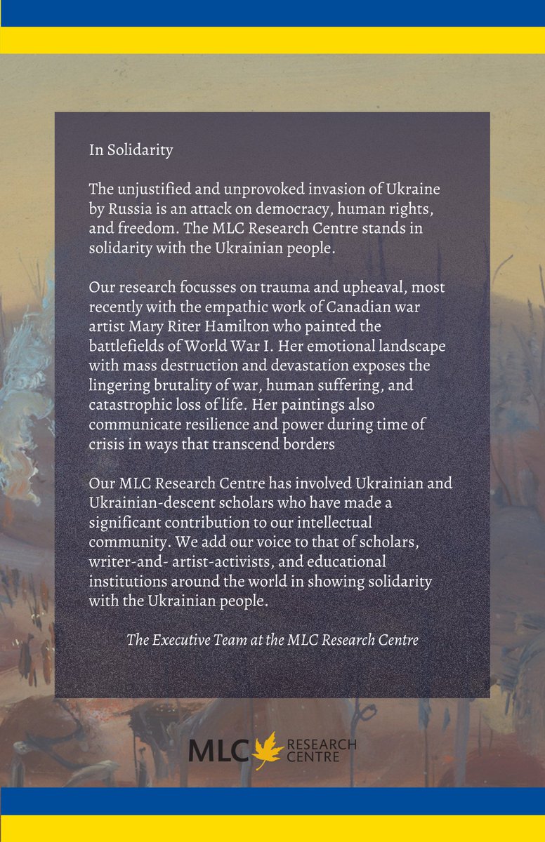 MLC_Research's tweet photo. The MLC Research Centre stands in solidarity with the Ukrainian people | @RyersonU @RyersonGraduate @RUFacultyofArts @gruzd @SMLabTO
@UCCToronto @ukrcancongress @PENCanada https://t.co/60Ejezt8FM