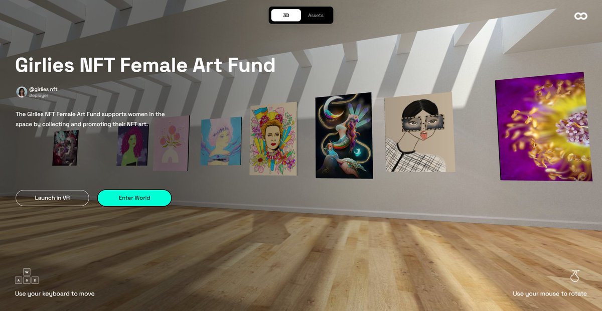 😍 The Girlies NFT Female Art Fund Gallery is live! Thank you @oncyber_io! 💖

The gallery will be updated every month as we add more pieces to the fund! 

Tour it here! 👇👇👇
oncyber.io/girlies-nft-fe…

#WomenInNFTs #NFTCommunity #nftartgallery