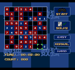 Bomberlink_Dev's tweet photo. SudoQ coming soon to Mega Drive.

A random Sudoku generator that I developed back in 2006, then ported to several systems, including Nintendo 64 which is the base for this version.

#megadrive #sgdk https://t.co/5ZbYr5I4zX