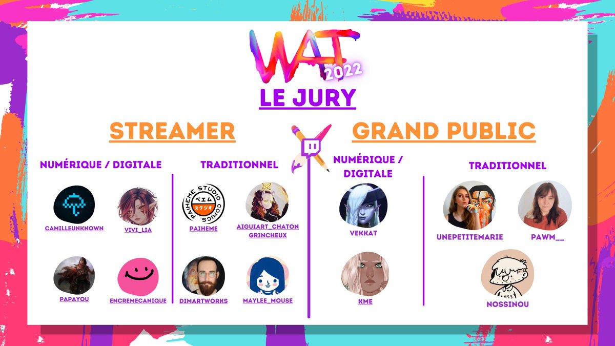 WeekAndArt's tweet photo. C'est parti pour la deuxième édition du #weekandart sur @TwitchFR !
Nous avons l'honneur d'avoir @avamind_ comme marraine, un jury exceptionnel et des partenaires de qualité !€
⬇️
https://t.co/DazEtuEJSU https://t.co/uZU0UkGQPw