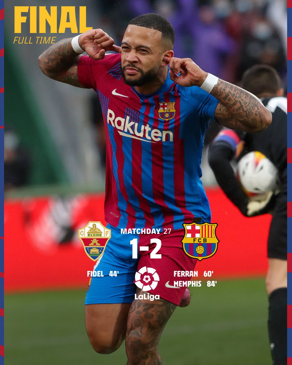 INDOBARCA_TMG's tweet photo. Bertandang ke Estadio Martinez Valero,
Los Blaugrana sukses membawa pulang 3 point untuk menggeser real betis di peringkat 3 klasemen sementara.
Som Hi Barca !!!
#ElcheBarça https://t.co/gTaZG5k5B7