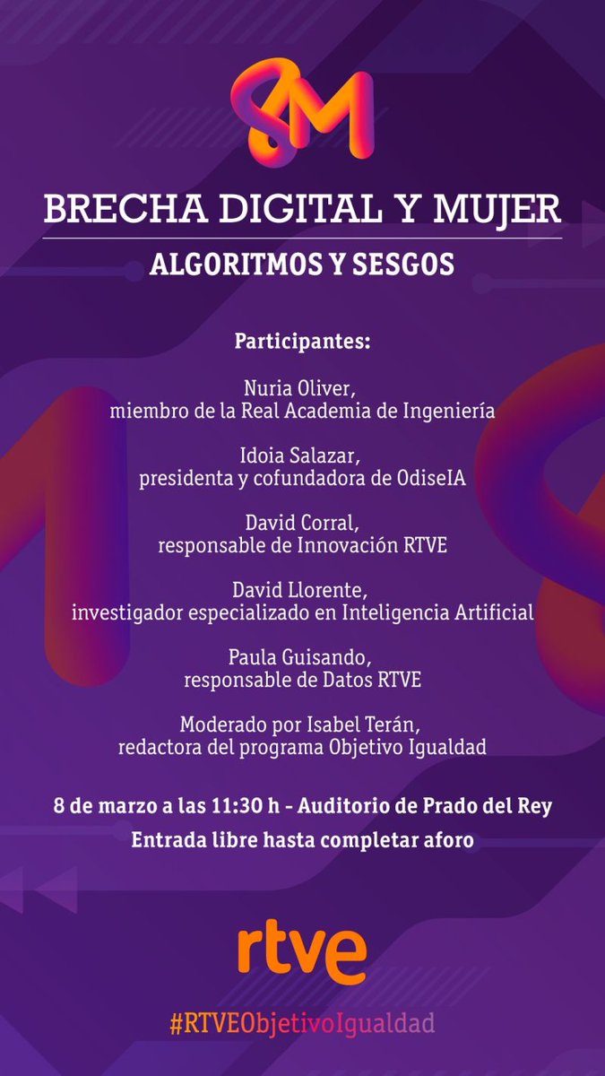 odiseia4good's tweet photo. El martes 8 de marzo, Día Internacional de la Mujer Trabajadora, la presidenta de OdiseIA, Idoia Salazar, y nuestra socia Nuria Oliver, participan en este oportuno encuentro sobre brecha digital y mujer (algoritmos y sesgos). A las 11:30, será retransmitido por streaming. https://t.co/JlnpNqxbFD