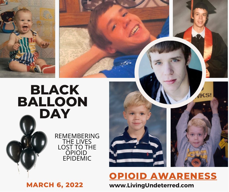 Today is #BlackBalloonDay. A day to remember the lives lost to the opioid epidemic. In 2016, the year Seth died, there were 63,600 #fentanylpoisoning & #overdose deaths in the US. In 2021, that number reached over 100,000. We need to put an end to this epidemic. #livingundeterred