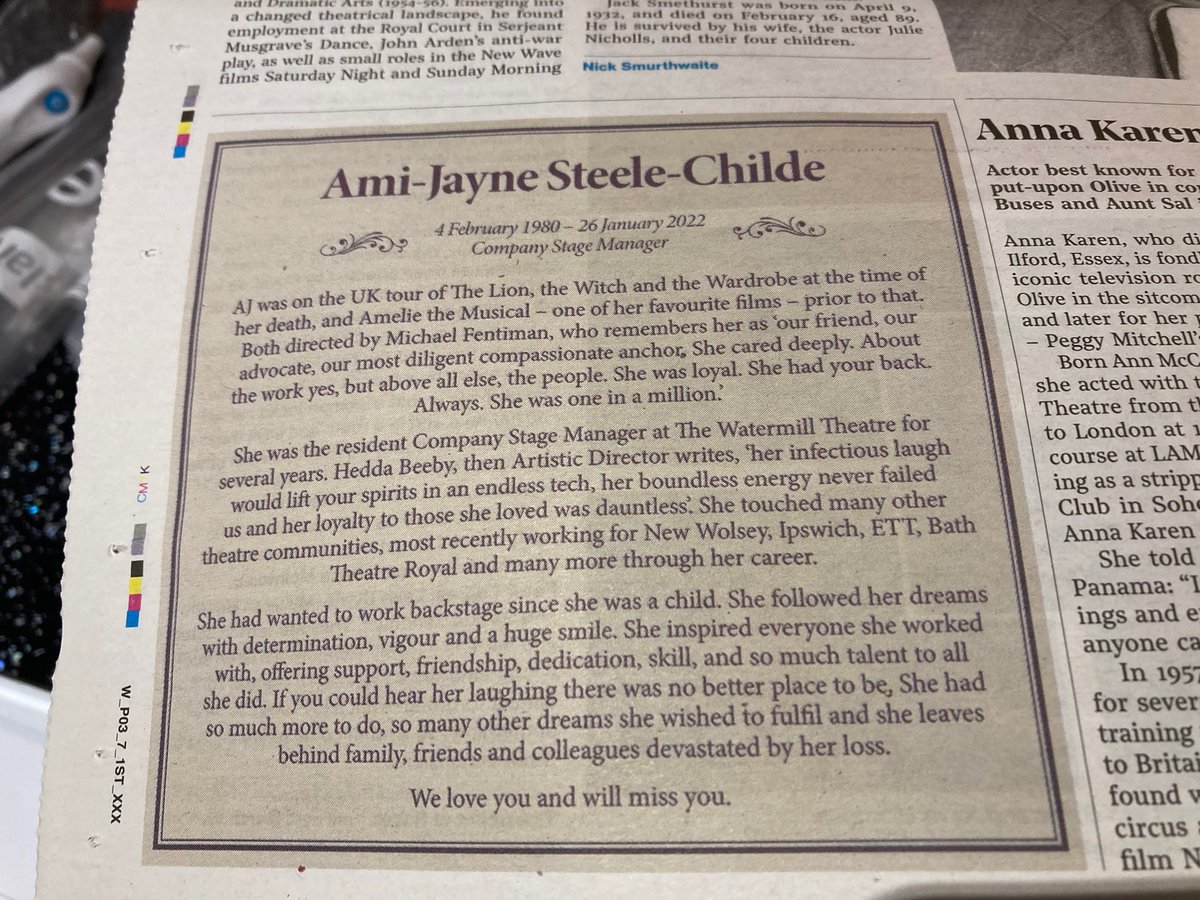 MattDewsbury's tweet photo. We have to say farewell to my wonderful sister-in-law tomorrow, way way too soon and it’s unfair and heartbreaking. She’s in @TheStage this week where she belongs and this is my tribute x https://t.co/0Vp1CHwlab