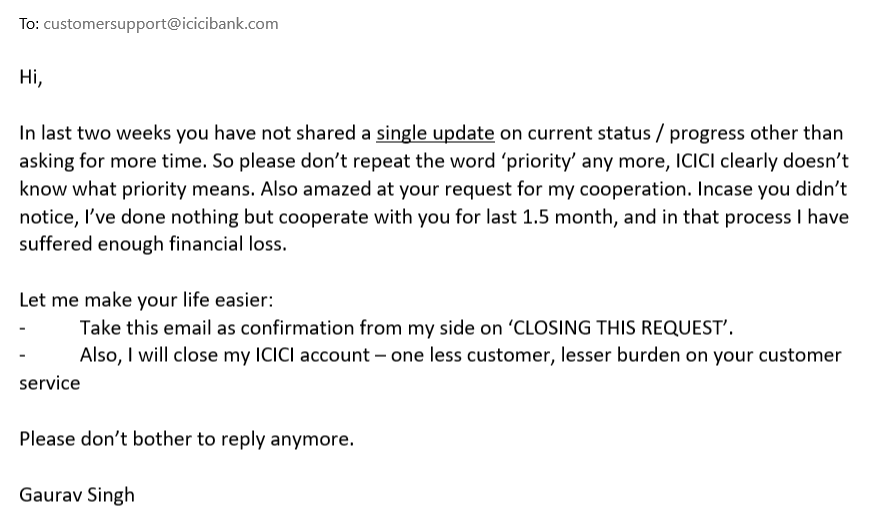 gaurav_singh13's tweet photo. @ICICIBank_Care @ICICIBank @ICICIBank_Care @ICICIBank 
ICICI has been my bank throughout my professional career, starting from the first salary. Sad to see a great bank come to this. All the best guys, please reflect on how you can regain your lost shine! https://t.co/JjCIEMVq2j
