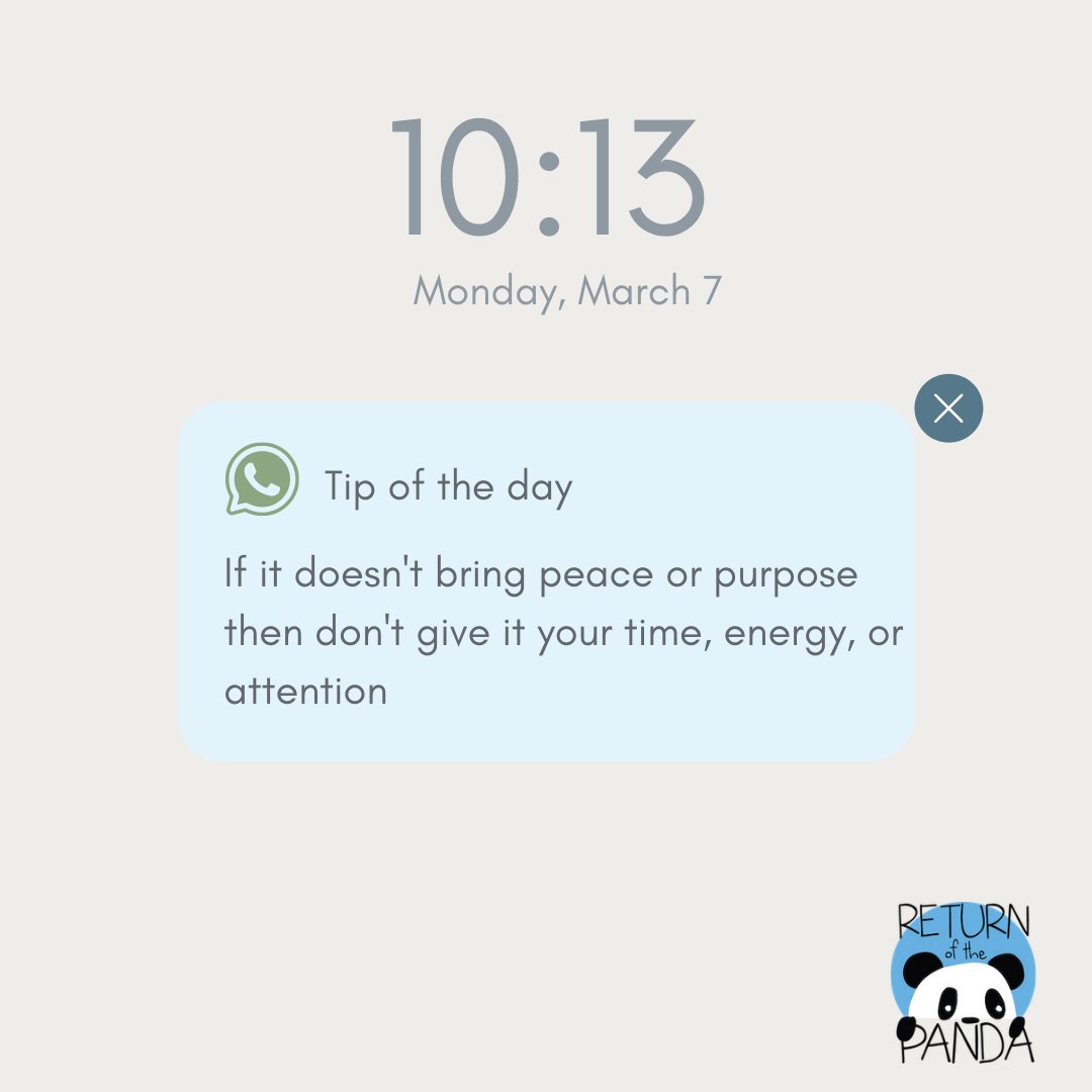 ReturnPandaOrg's tweet photo. Focus only on what serves you. 

#ReturnOfThePanda #anxiety #MentalHealth https://t.co/x2fP7oOxs9