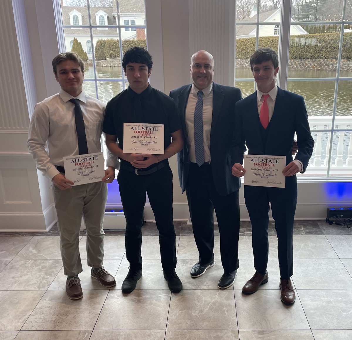 Xavier Athletics (@athleticsxhs) on Twitter photo Congratulations to DJ Wright ‘22, Joe Barbagalllo ‘22 & Max Wojtusik ‘22 on being named to the Class L All-State team‼️
Today, the trio of <a href="/xfalconfootball/">Xavier Football</a> leaders were all honored at the All-State Dinner at the Aqua Turf.
#TraditionMatters
#ThisisXavier
#cthsfb Congratulations to DJ Wright ‘22, Joe Barbagalllo ‘22 & Max Wojtusik ‘22 on being named to the Class L All-State team‼️
Today, the trio of <a href="/xfalconfootball/">Xavier Football</a> leaders were all honored at the All-State Dinner at the Aqua Turf.
#TraditionMatters
#ThisisXavier
#cthsfb