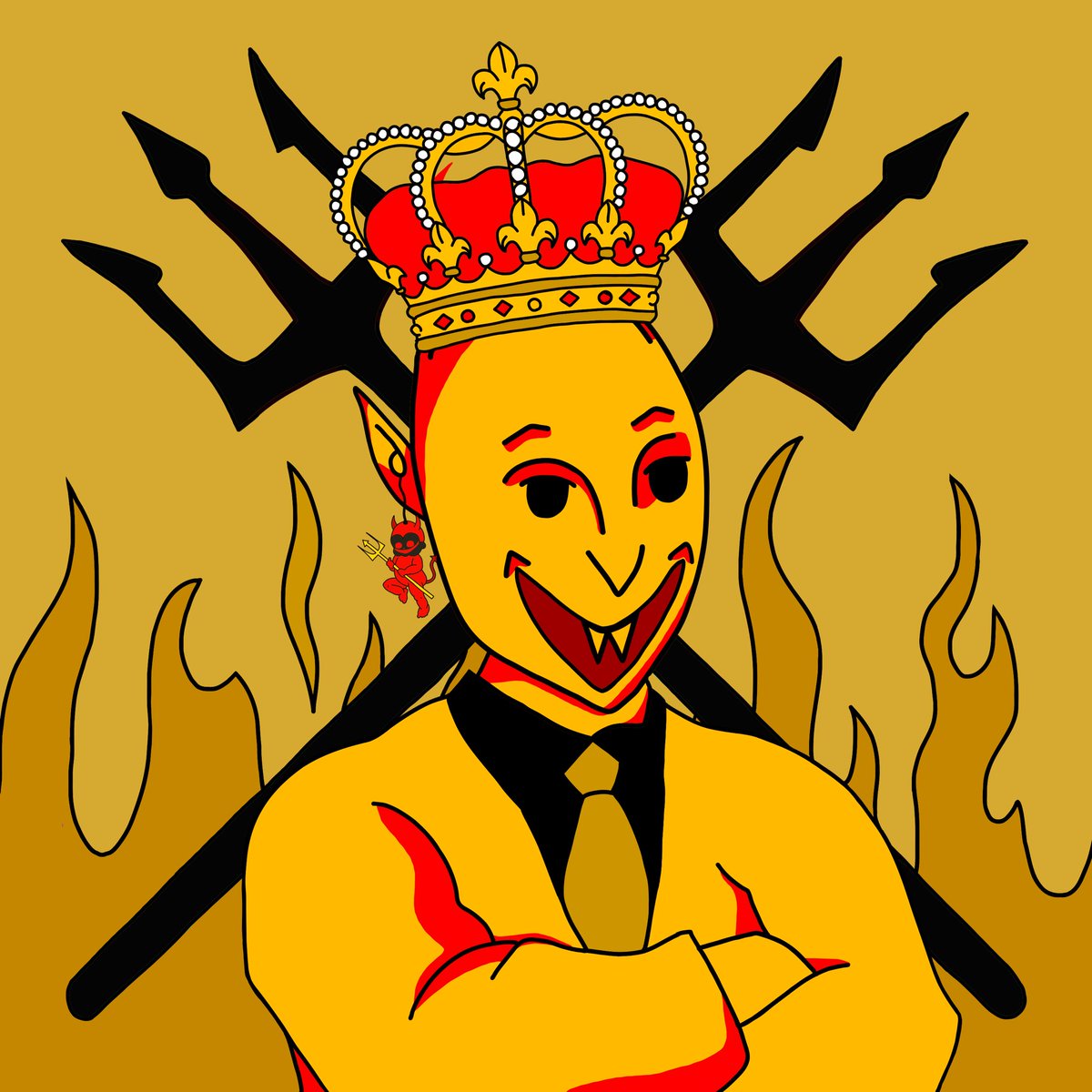 DevilDutiesNFT's tweet photo. The golden devil is ready to give out the first devillist spots! 👀

Follow + Retweet + Like 
to get access to devils den and claim your OG 🔱😈 https://t.co/8qiKsHF75I