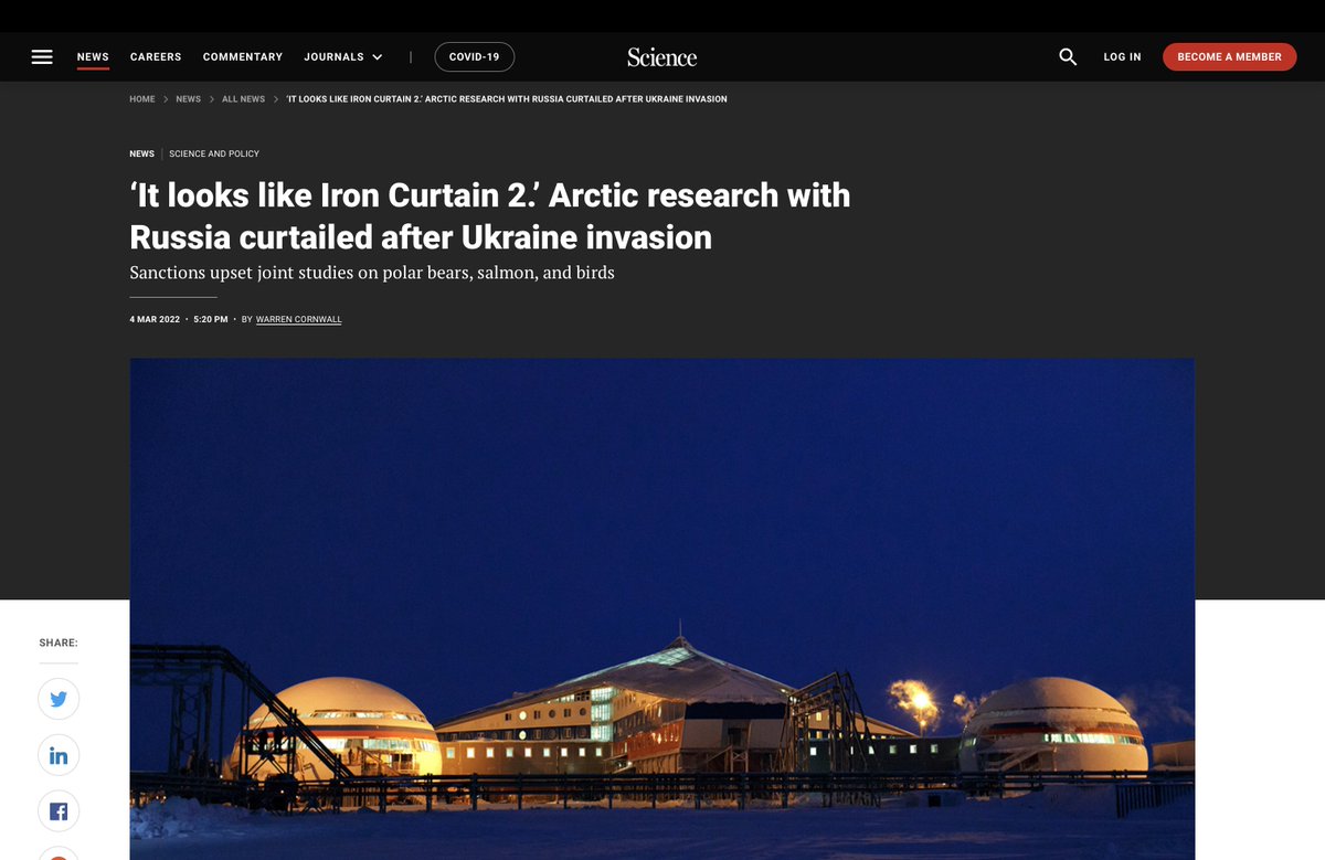 The end of collaborative polar bear research in Russia for now.
science.org/content/articl…