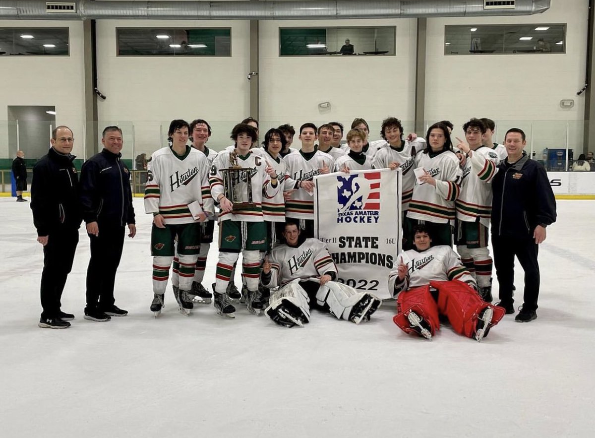 HouYouthhockey's tweet photo. Big congratulations to the Houston Wild 16UAA for winning the #DSTHL/#TAHA U16 Tier 2 State Championship, 5-2 over the Texas Tigers. The team has also qualified for the Boys U16 Tier 2 Nationals in Michigan.

#HoustonWild #TexasHockey #HoustonHockey https://t.co/KHbKvja3UQ