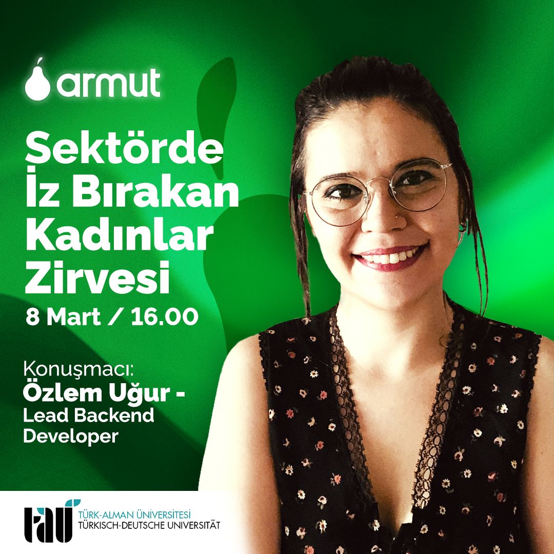 Lead Backend Developer'ımız Özlem Uğur (<a href="/tahassurtalih/">Tahassür T.</a>), Türk Alman Üniversitesi Endüstri Mühendisliği Kulübü (@emktau) tarafından düzenlenen "Sektörde İz Bırakan Kadınlar Zirvesi"ne konuk olacak! 🍐