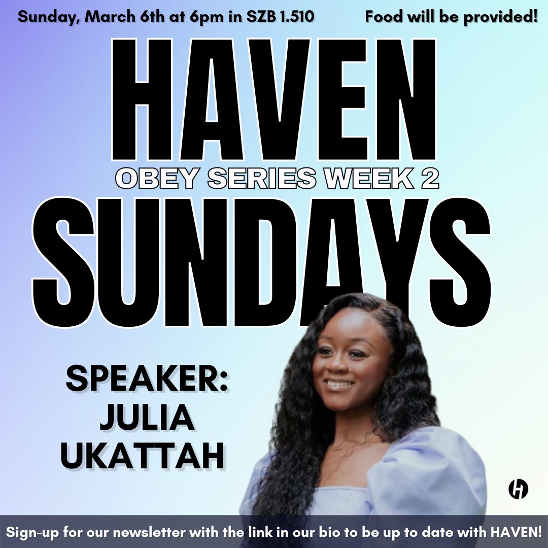 TODAY at 6pm join us as we continue our Obey Series on #havensundays with our guest speaker Julia Ukattah! 🥳