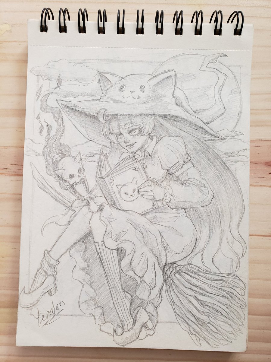 yexapixenima's tweet photo. "Aprendiendo hechizos nuevos" 🧹😺👻 #drawings #illustration #witch #Cat https://t.co/cKgv0fQyTv