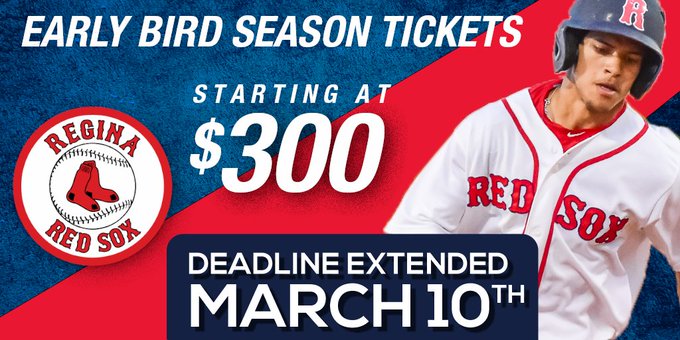 ReginaRedSox's tweet photo. We have extended our Early Bird Season ticket pricing until March 10th.
Don't miss out on an exciting season of @wcbleague baseball! Full details: https://t.co/bqDFbZXggZ or you can email sclarke@reginaredsox.ca
#SummerOfFun #redsoxfamily #actionpacked #yqrsports #playinourpark https://t.co/5ak0WOwwIp