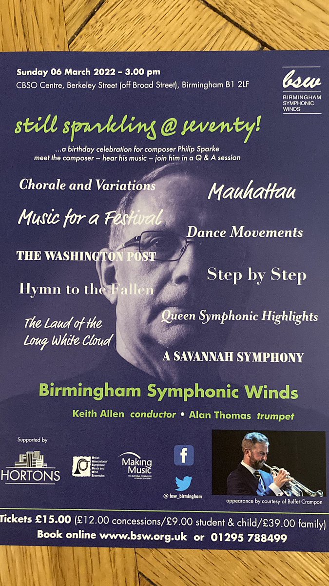 carolynsankey's tweet photo. A privilege to perform a 70th birthday concert for Philip Sparke with @BSW_birmingham earlier and accompany @noteblower as guest soloist #windmusic #trumpetsrule 🎺 https://t.co/PpMF9xHGsN
