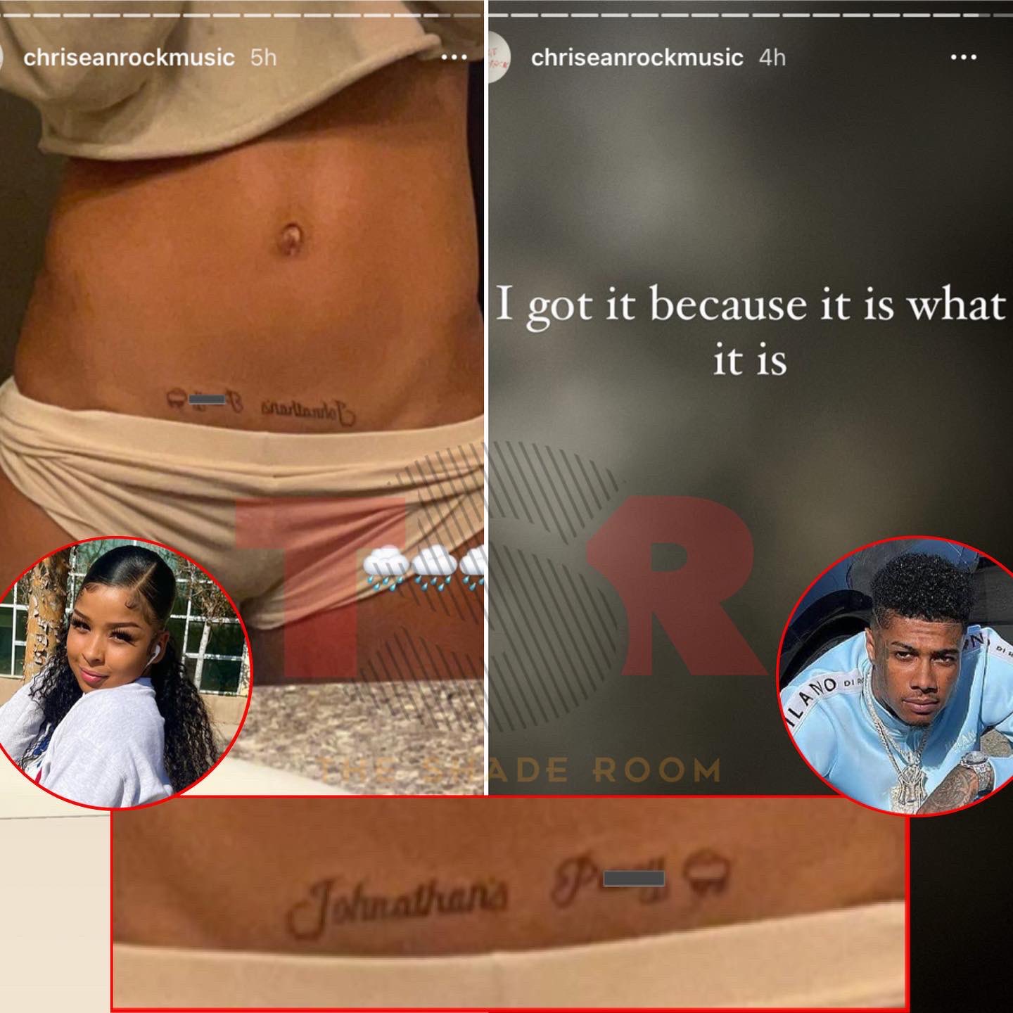 Chriseanrock Tattoos Blueface Face on her body again and people    TikTok